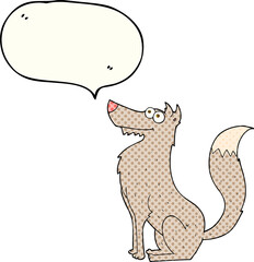freehand drawn comic book speech bubble cartoon wolf