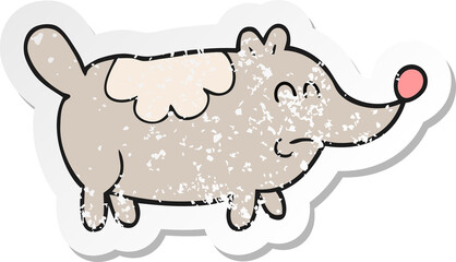 retro distressed sticker of a cartoon small fat dog