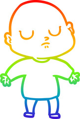 rainbow gradient line drawing of a cartoon bald man