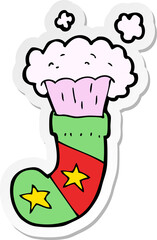 sticker of a cartoon magic christmas stocking