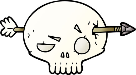 cartoon skull shot through by arrow