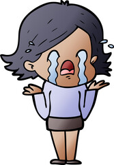 cartoon woman crying