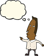cartoon pointing man with thought bubble