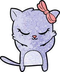 cute cartoon cat with bow