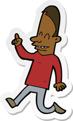 sticker of a cartoon happy man pointing