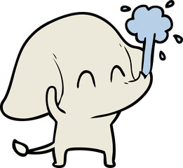 cute cartoon elephant spouting water