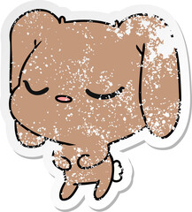 freehand drawn distressed sticker cartoon of cute kawaii bunny