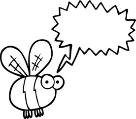 freehand drawn speech bubble cartoon bee