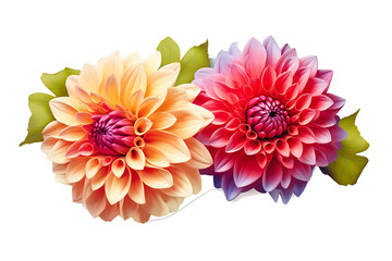 red and yellow chrysanthemum isolated on white background - obrazy, fototapety, plakaty