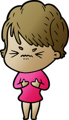 cartoon frustrated woman
