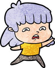 cartoon worried woman