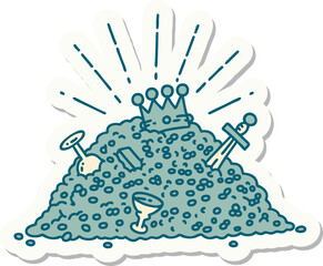 sticker of a tattoo style pile of gold