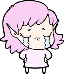 cartoon crying elf girl