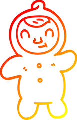warm gradient line drawing of a cartoon human baby