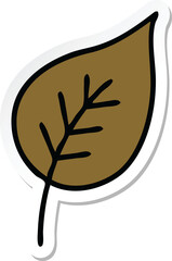 sticker of a cute cartoon autumn leaf