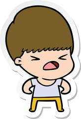 sticker of a cartoon stressed man