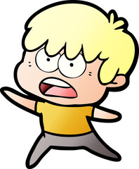 worried cartoon boy