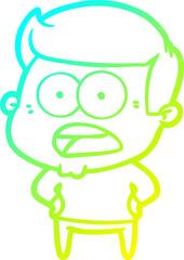 cold gradient line drawing of a cartoon shocked man