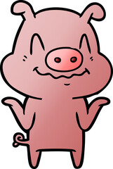 Obraz na płótnie Canvas nervous cartoon pig