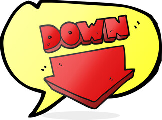 freehand drawn speech bubble cartoon down arrow symbol