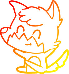 warm gradient line drawing of a cartoon friendly fox