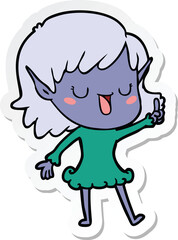 sticker of a cartoon elf girl