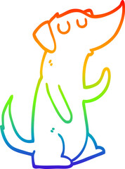 rainbow gradient line drawing of a cartoon dog