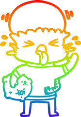 rainbow gradient line drawing of a weird cartoon alien