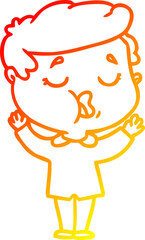 warm gradient line drawing of a cartoon man talking