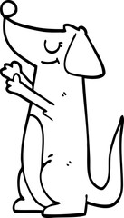 line drawing cartoon well behaved dog