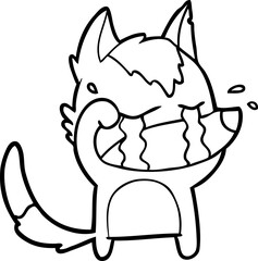 cartoon crying wolf rubbing eyes