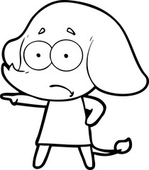 cartoon unsure elephant girl pointing