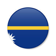 Nauru circle button icon. Nauruan round badge flag. 3D realistic isolated vector illustration