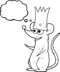 Fototapeta premium freehand drawn thought bubble cartoon rat king