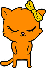 cute cartoon cat with bow