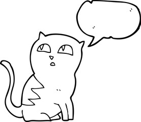 freehand drawn speech bubble cartoon cat
