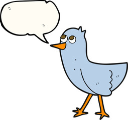 freehand drawn speech bubble cartoon bird