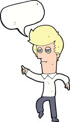 cartoon man accusing with speech bubble