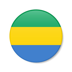 Gabon circle button icon. Gabonese round badge flag. 3D realistic isolated vector illustration