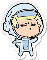 sticker of a cartoon stressed astronaut