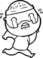 Obraz premium cartoon bearded man crying