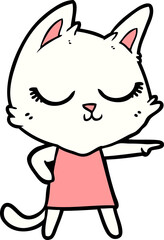 calm cartoon cat girl pointing