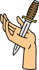 tattoo in traditional style of a dagger in the hand