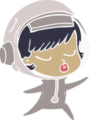 flat color style cartoon pretty astronaut girl