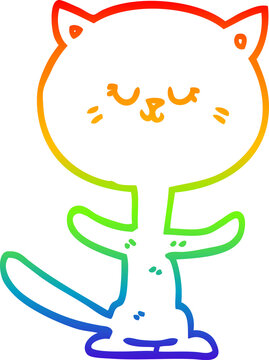recommend clip art: rainbow gradient line drawing of a cartoon dancing cat