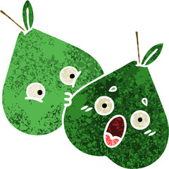 retro illustration style cartoon of a pears