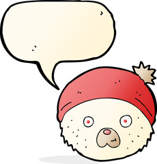 cartoon teddy bear face with speech bubble