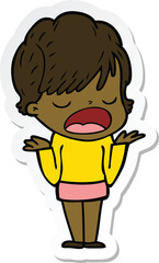 sticker of a cartoon woman talking