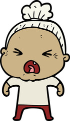 cartoon angry old woman