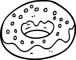 line drawing cartoon chocolate coated donut
